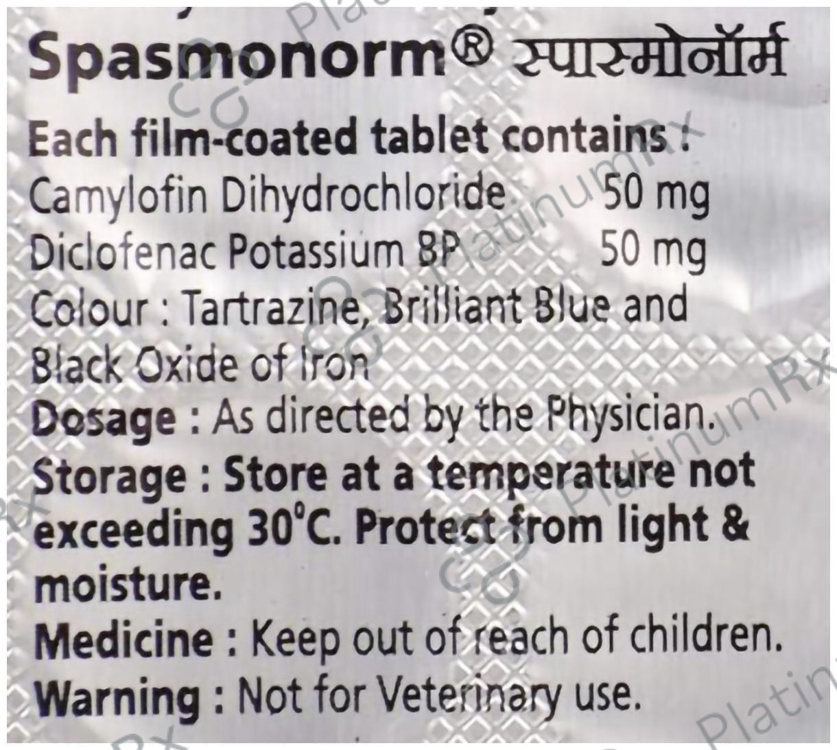 Spasmonorm 50/50mg Tablet 10s