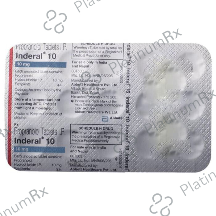 Inderal 10mg Tablet 15s