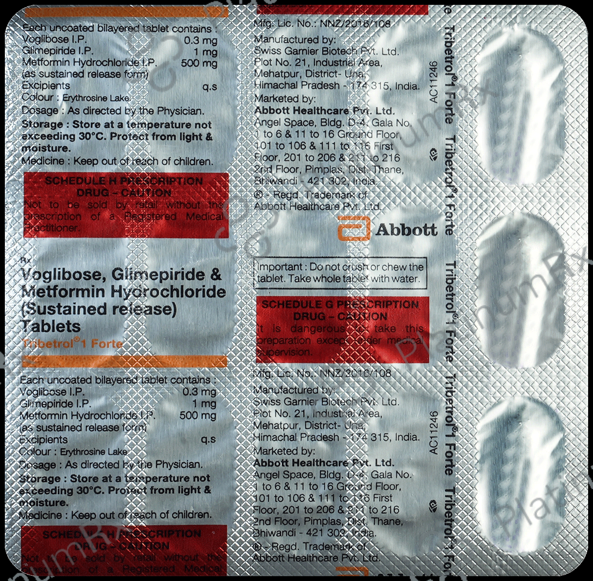Tribetrol 1/500/0.3mg Tablet SR 15s