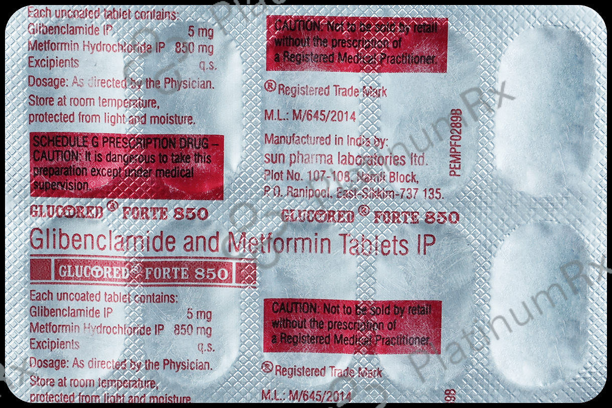 Glucored Forte 5/850mg Tablet 10s