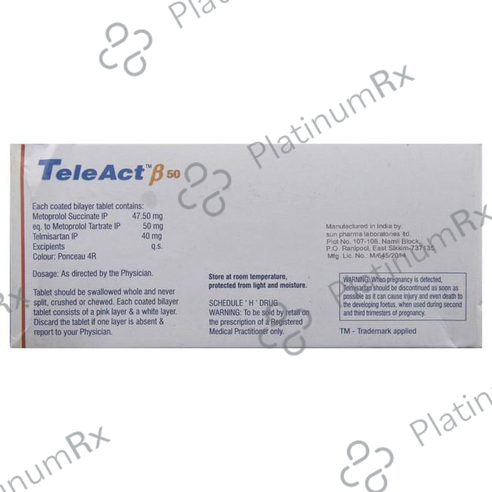 Teleact Beta 50/40mg Tablet ER 10s