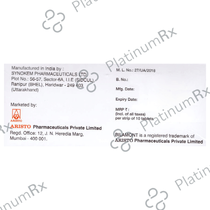 Bilamont 20/10mg Tablet 10s