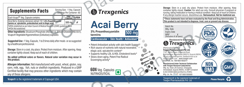 Trexgenics Acai Berry 500mg Veg. Capsules