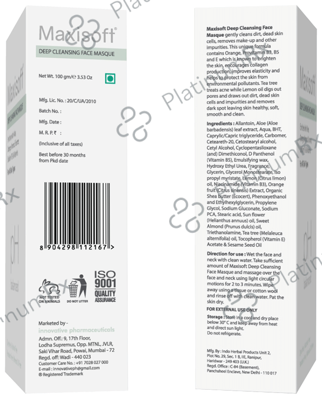 Maxisoft Deep Cleansing Face Masque (100gm Each) 1 Tube