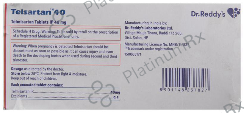 Telsartan 40mg Tablet 15s