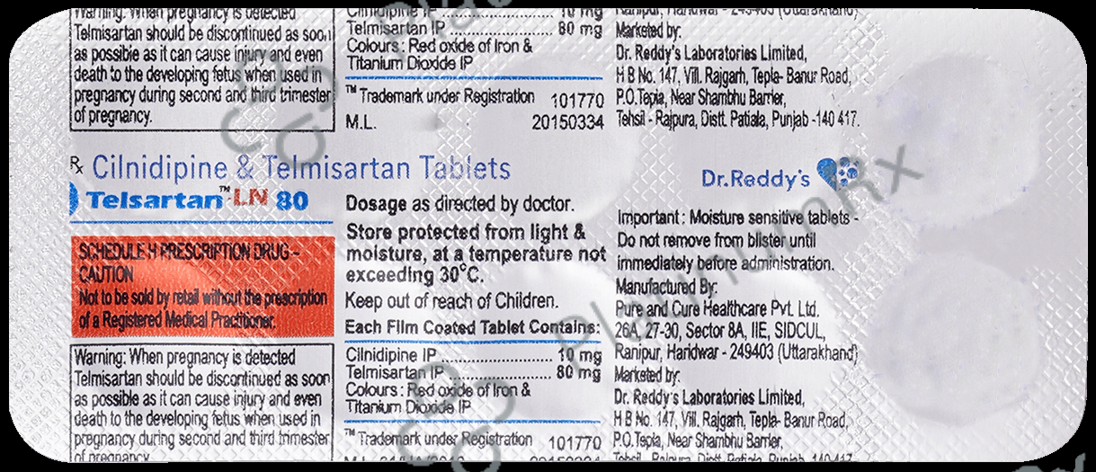 Telsartan LN 10mg/80mg Tablet