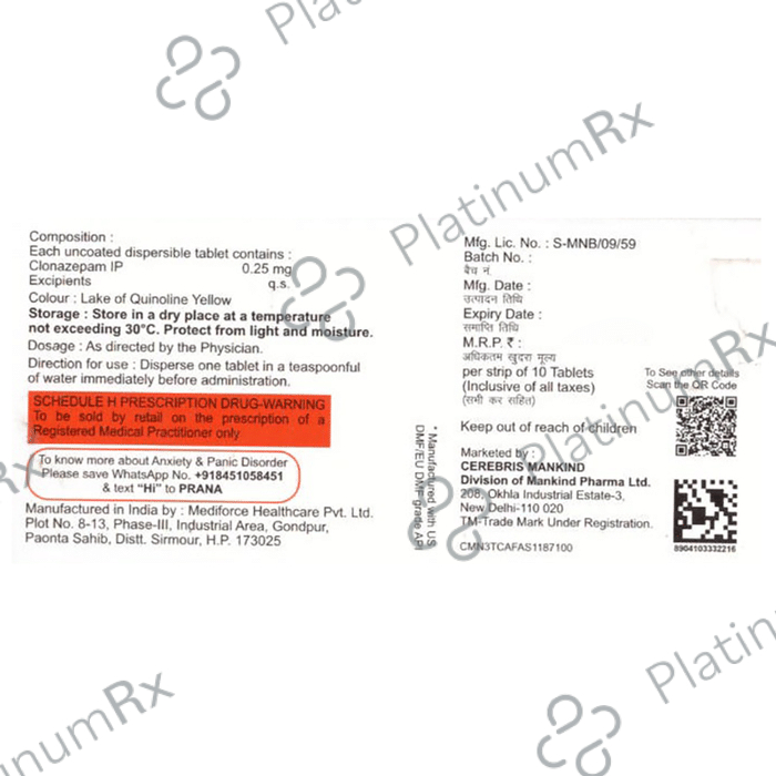 Clonabris 0.25 Tablet DT