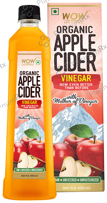 WOW Life Science Organic Apple Cider Vinegar ACV with The Mother - Raw, Unfiltered & Unpasteurized 400 ml