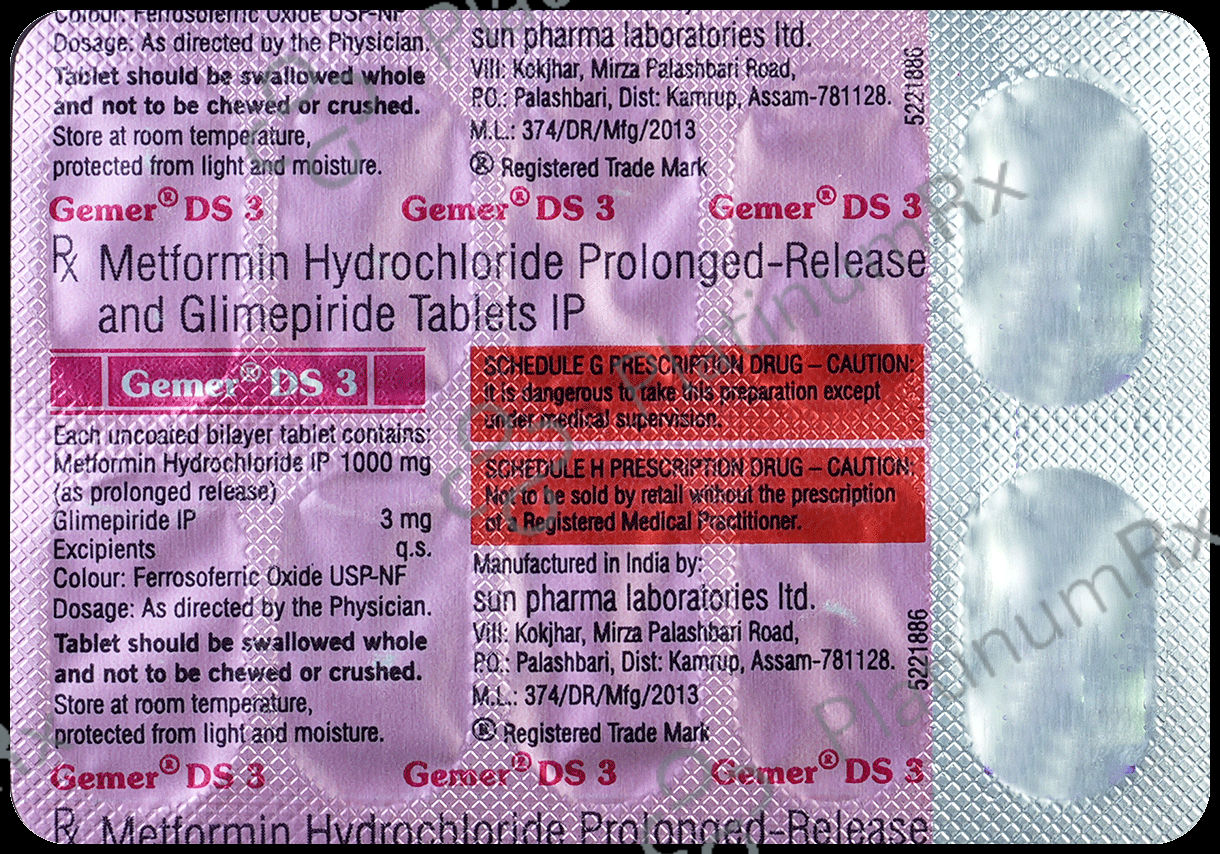Gemer DS 3/1000mg Tablet PR 10s
