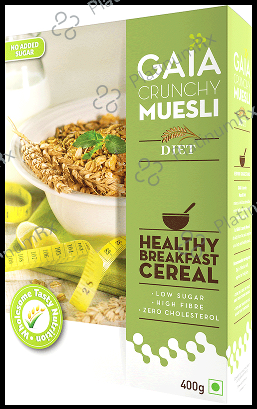 GAIA with Vitamins, Minerals, High Protein & Fibres for Nutrition - Crunchy Muesli Diet 400 gm