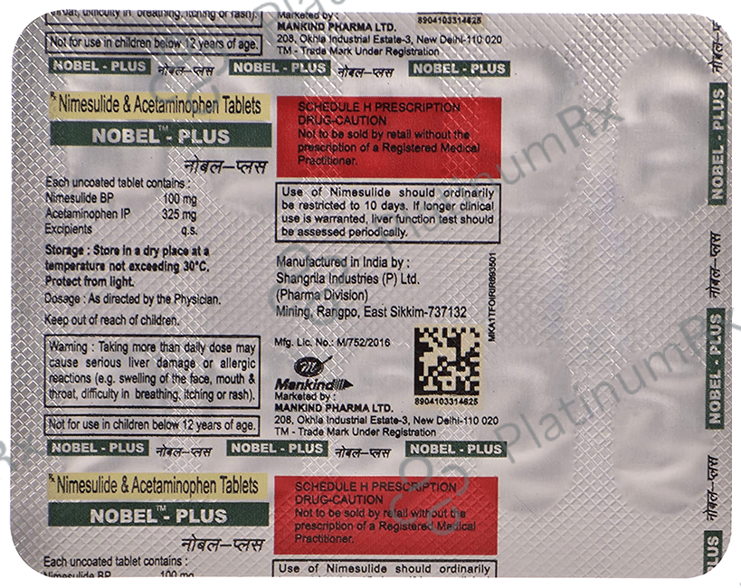 Nobel Plus 100/325mg Tablet 10s
