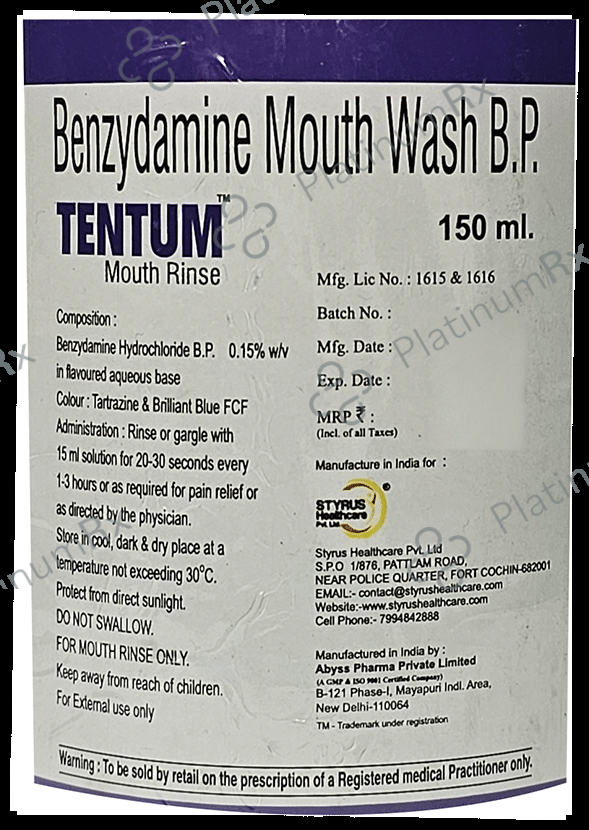 Tentum Mouth Rinse Alcohol Free