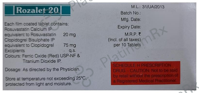 Rozalet 20 75/20mg Tablet 10s