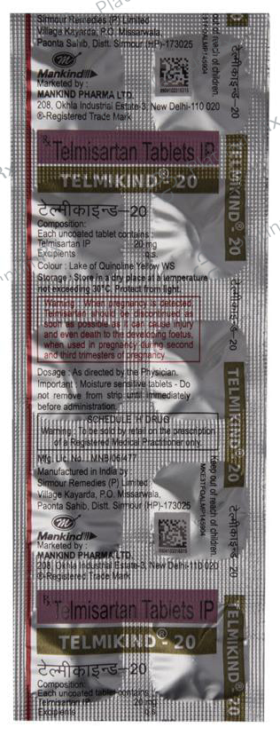 Telmikind 20mg Tablet 10s