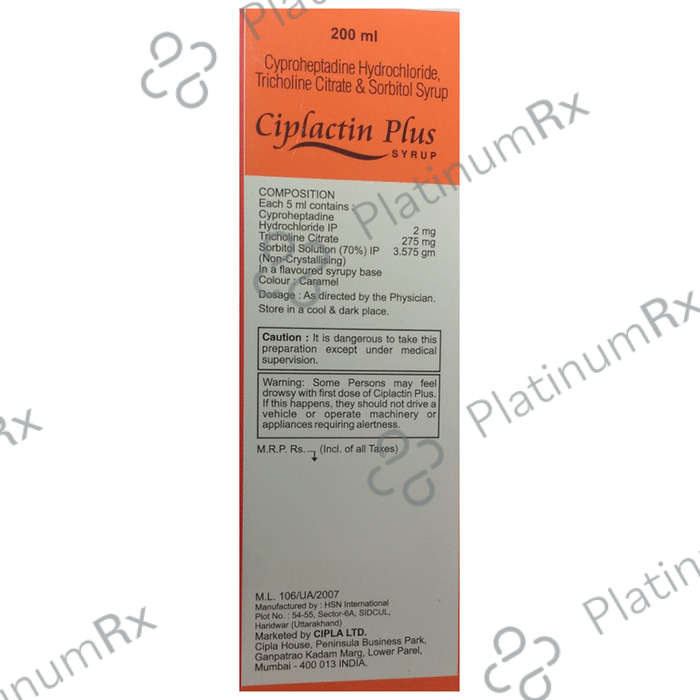 Ciplactin Plus Syrup