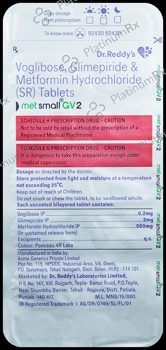 Metsmall GV 2/500/0.2mg Tablet SR 10s