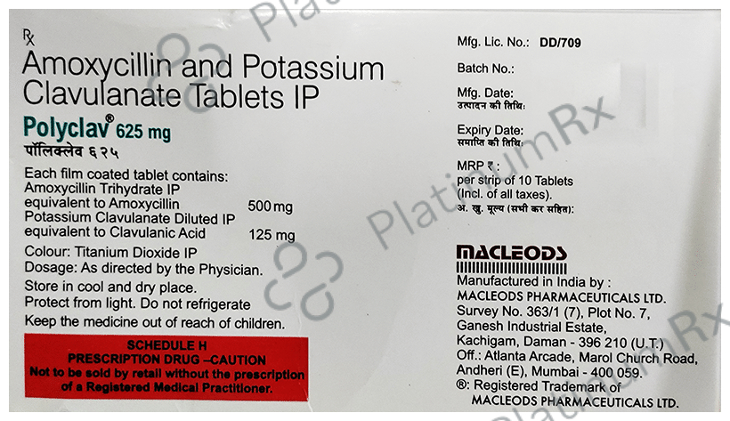 Polyclav 625 500/125mg Tablet 10s