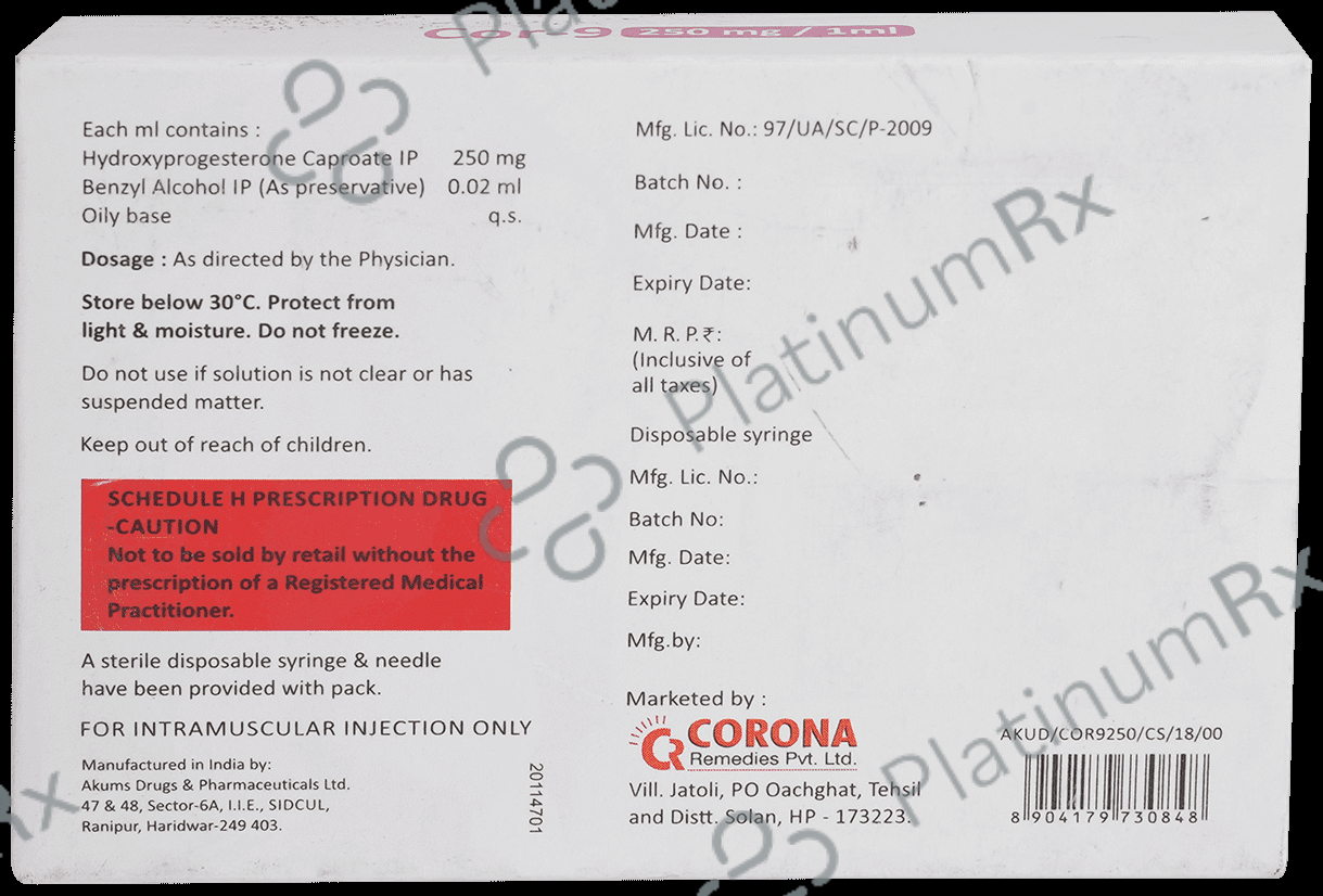 Cor 9 250mg Injection 1s