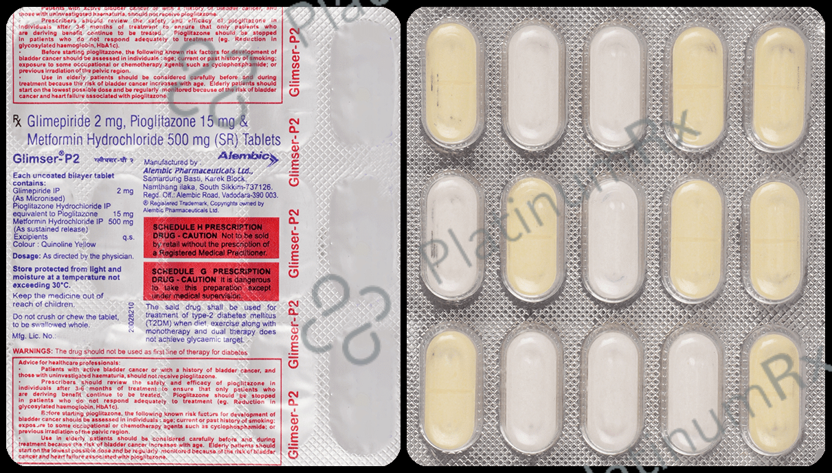 Glimser P 2/500/15mg Tablet SR 15s