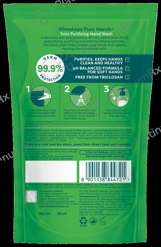 Himalaya Personal Care Tulsi Purifying Pure Hands Hand Wash Refill Pack 185 ml