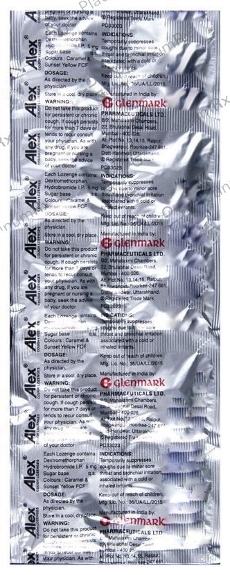 Alex Cough Lozenges Lemon Ginger 5mg 10s