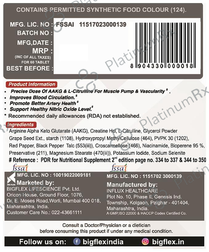 Pharmgrade AAKG L-Citrulline Creatine HCI Pump Max Tablet