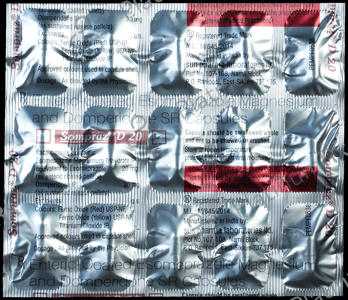 Sompraz D 20/30mg Capsule SR 15s