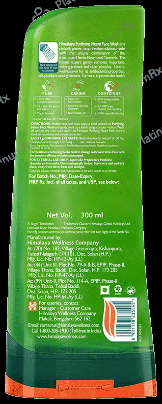 Himalaya Herbals Purifying Neem Face Wash - For Acne & Pimple Relief 300 ml