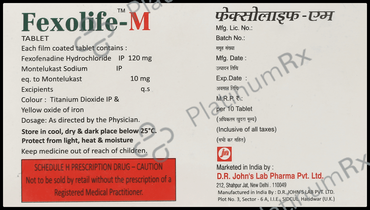 Fexolife M 10 mg/120 mg Tablet
