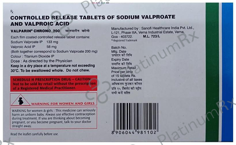 Valparin Chrono 200mg Tablet CR 15s
