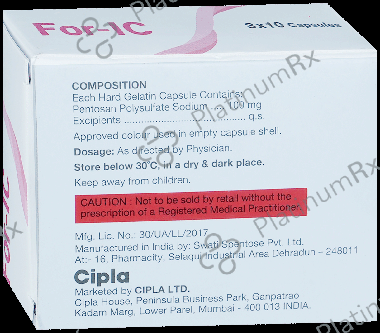 For IC 100mg Capsule 10s