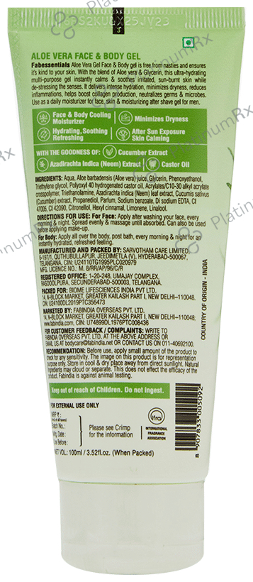 Fabessentials Aloe Vera Face & Body Gel