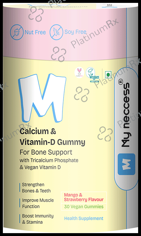 My neccess Calcium & Vitamin D Gummy (30 Each) Strawberry & Mango 1 Jar