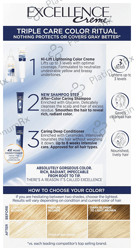 Loreal Blonde Supreme 01 Extra Light Natural Ash Blonde Excellence Creme Triple Care Color