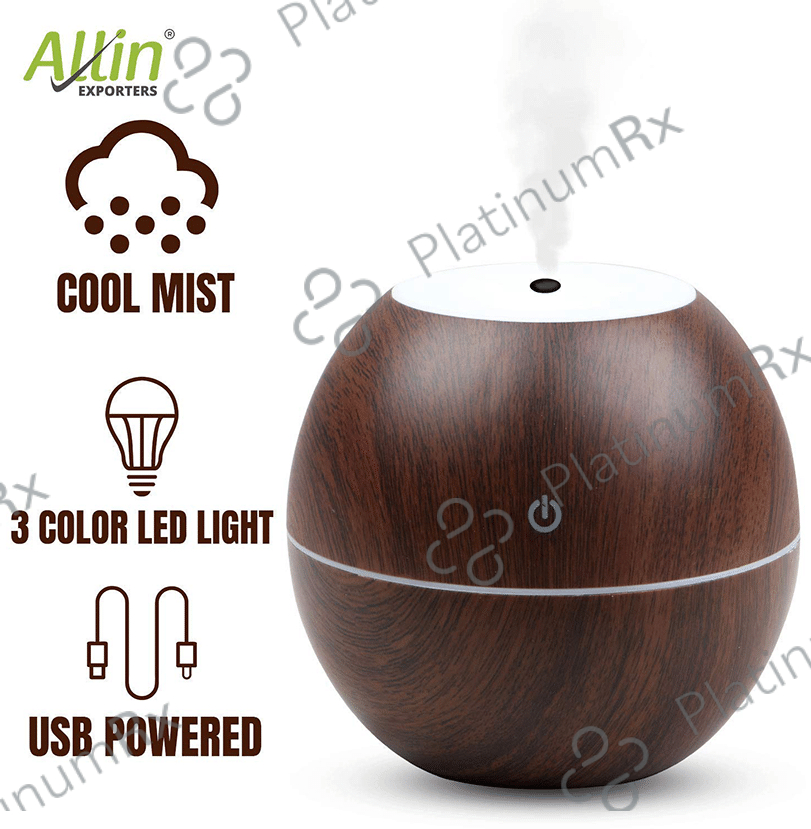 Allin Exporters USB Mini Wooden Ultrasonic Aromatherapy Humidifier (130ml Tank) Black Wood