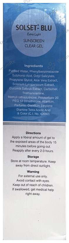 Solset-Blu Extra Light Sunscreen Clear Gel