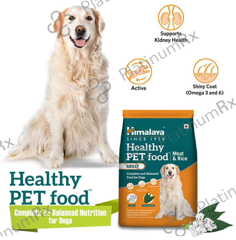 Himalaya Healthy Pet Food for Adult Dogs - With Omega 3 & 6 for Shiny Coat, Kidney Support & Energy - Meat & Rice 1 kg