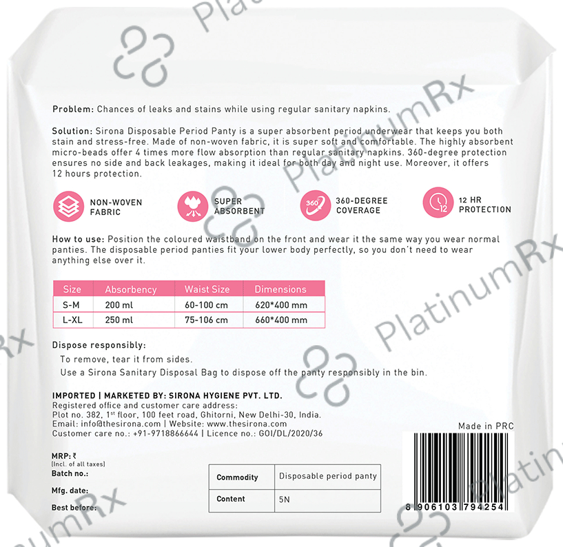 Sirona Disposable Period Panty S-M