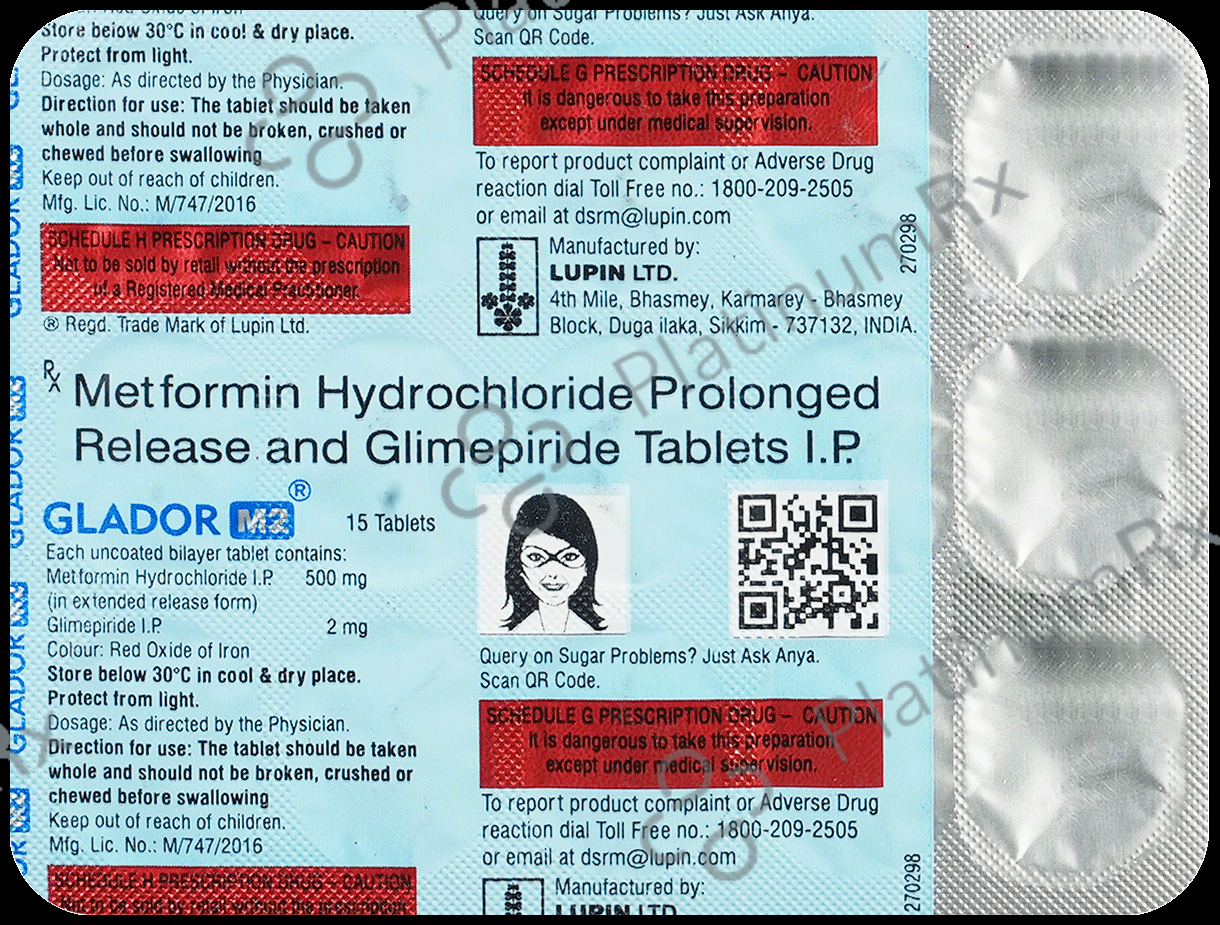 Glador M2 2/500mg Tablet PR 15s