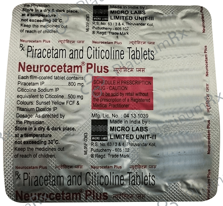 Neurocetam Plus 500/800mg Tablet 15s