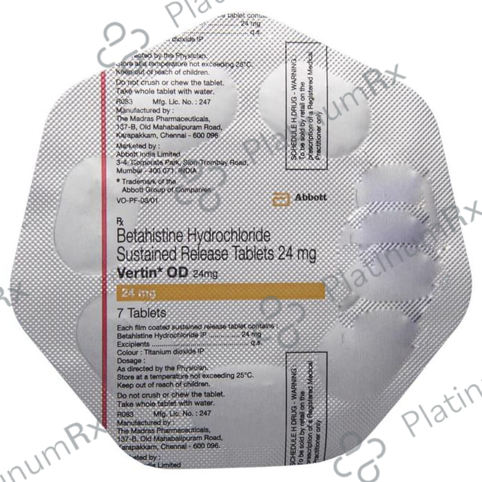Vertin OD 24mg Tablet SR 7 tablets