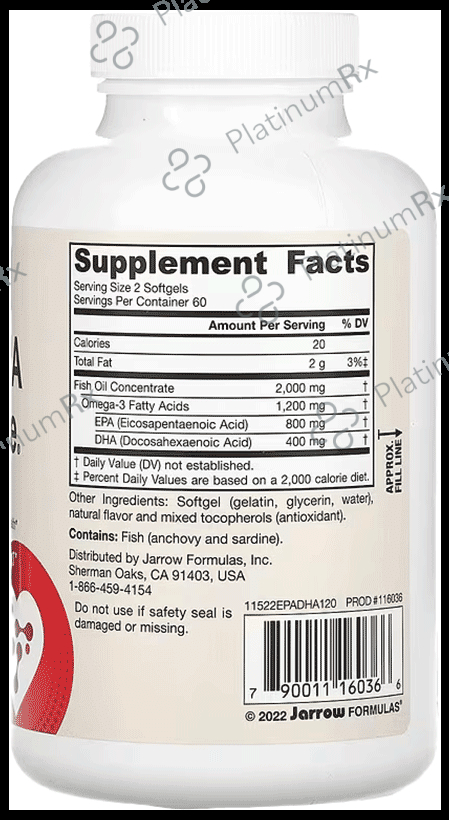 Jarrow Formulas EPA-DHA Balance Softgels - Supports Brain & Joint Health 120 capsules